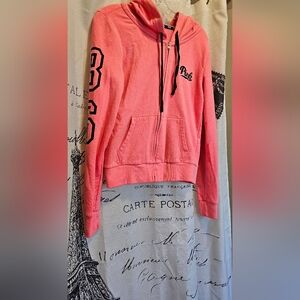 PINK Victoria's Secret Pink Hooded Zippered Long Sleeve Sweatshirt